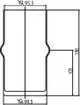 Schematische Darstellung eines zylindrischen Objekts mit zwei verschiedenen Durchmessern und spezifischen Höhenangaben. Bestandteil einer Ideal Standard Toilettenbürstengarnitur.